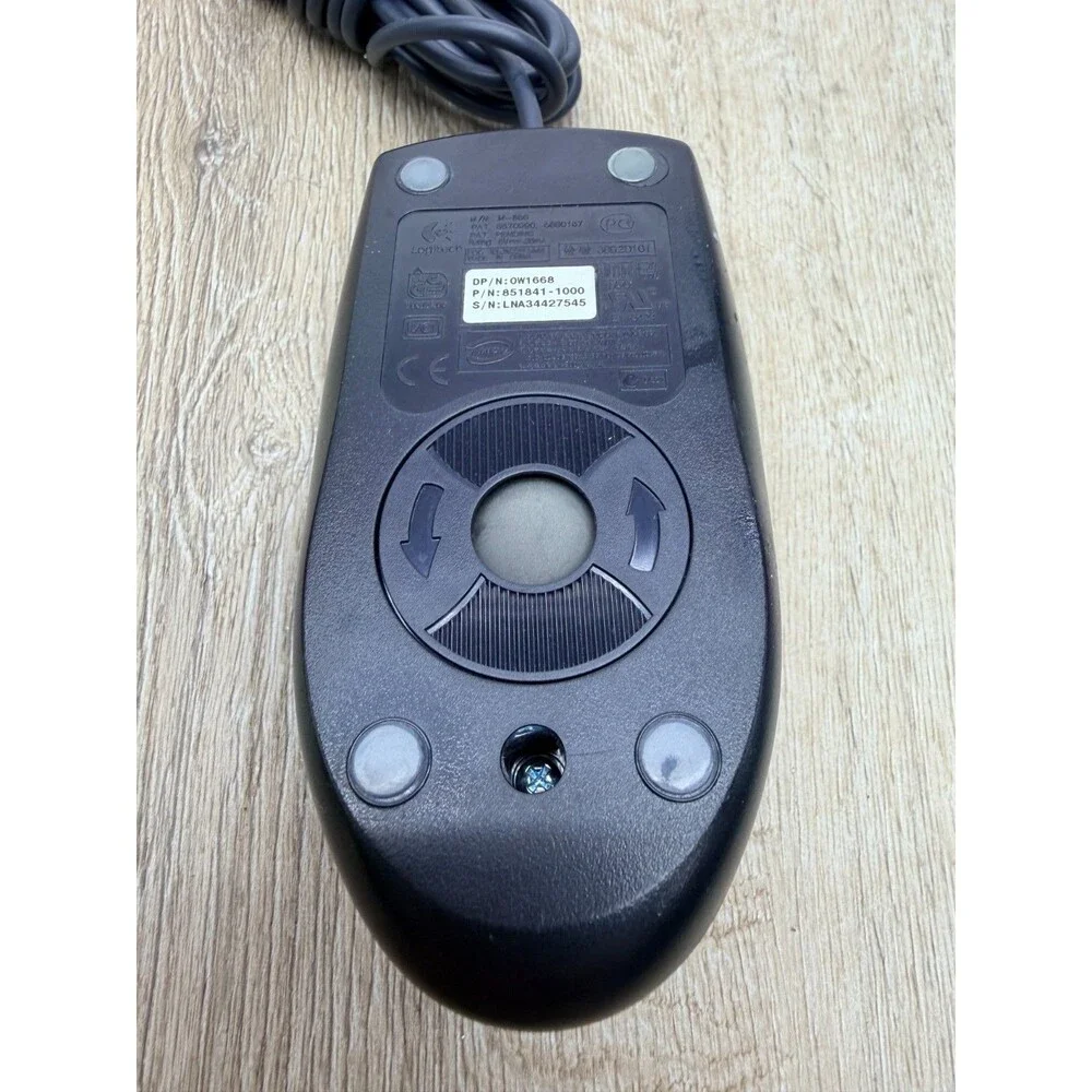 Dell Logitech Black PS/2 Scroll wheel Wired Tracking Ball Mouse (M-S69, M071KC)